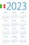 Calendar 2023 year - vector template illustration. Italian version