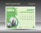 Calendar 2024 design- August 2024 template, Desk Calendar 2024 template Green flowers nature concept, planner, Wall calendar