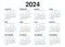 Calendar 2024 template vector, simple minimal design, Planner 2024 year, Wall calendar 2024 year