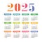 Calendar 2025 year. English colorful vector square wall or pocket calender template. Design. New year. Week starts on Sunday