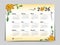 Calendar 2026 vector template yellow flowers design, Yearly calendar organizer for weeks, Week starts on sunday, Set of 12 months