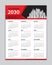 Calendar 2030 template, Wall Calendar 2030 year, Desk Calendar 2030 Design, Week Start On Monday, Poster, Planner, Stationery