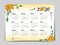 Calendar 2030 vector template yellow flowers design, Yearly calendar organizer for weeks, Week starts on sunday, Set of 12 months