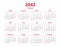 Calendar 2042 - 12 months yearly vector calendar in year 2042 - calendar template - planner calendar