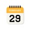 Calendar 29th of February flat icon on white background