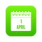 Calendar April 1 icon digital green