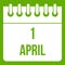 Calendar April 1 icon green