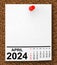 Calendar April 2024 on Blank Note Paper. 3d Rendering