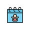 Calendar, baby icon. Simple color with outline vector elements of Children\\\'s day icons for ui and ux, website or mobile