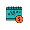 Calendar, Banking, Dollar, Money, Time, Economic  Flat Color Icon. Vector icon banner Template