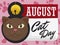 Calendar with Cat Face and Bell for International Cat Day, Vector Illustration