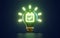 Calendar checkmark icon glowing inside lightbulb on dark background 3d render