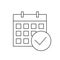 Calendar checkmark icon linear icon on white background