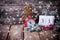 Calendar, clock, decorative tree, berries and branches fur tree