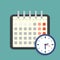 Calendar and clock icon. Schedule, appointment. Vector Illustration