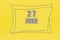 Calendar date in a frame on a refreshing yellow background in absolutely gray color. June 27 is the twenty-seventh day of the