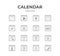 Calendar Date Line Icons Set