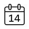 Calendar day fourteen date icon