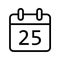 Calendar day twenty five date icon