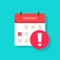 Calendar deadline or event reminder notification vector icon isolated, flat cartoon agenda or appointment symbol with