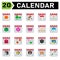 Calendar event icon set include chinese new year, calendar, date, event, st Patrick, day, law, flag, snowman, winter, earth, world