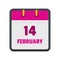 Calendar fourteenth february icon, flat style