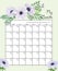 Calendar grid anemones flowers floral ornament watercolor illustration, blank printable template