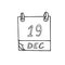 Calendar hand drawn in doodle style. December 19. International Day to Assist the Poor, date. icon, sticker element for design,