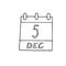 Calendar hand drawn in doodle style. December 5. International Volunteer Day, World Soil, Ninja, date. icon, sticker element for