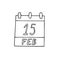 calendar hand drawn in doodle style. February 15. Presidents Day, date. icon, sticker element for design. planning