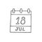 Calendar hand drawn in doodle style. July 18. Nelson Mandela International Day, date. icon, sticker, element, design. planning,