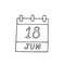 Calendar hand drawn in doodle style. June 18. Sustainable Gastronomy Day, date. icon, sticker, element