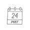 Calendar hand drawn in doodle style. May 24. The European Day of Parks, date. vector element