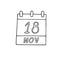 Calendar hand drawn in doodle style. November 18. Geographic Information Systems Day, GIS, date. icon, sticker, element, design.