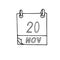Calendar hand drawn in doodle style. November 20. Universal Childrens Day, date. icon, sticker, element, design. planning,