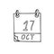 Calendar hand drawn in doodle style. October 17. International Day for the Eradication of Poverty, Sweetest, date. icon