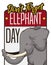 Calendar with Happy Elephant to Commemorate World Elephant Day, Vector Illustration