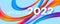 Calendar header 2022 number on colorful abstract color paint brush strokes background. Happy 2022 new year colorful