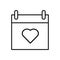 calendar heart icon. Love concept. Calendar reminder. Vector illustration. stock image.