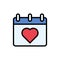 Calendar heart icon. Simple color with outline vector elements of almanac icons for ui and ux, website or mobile application