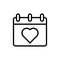 Calendar heart icon. Simple line, outline vector elements of almanac icons for ui and ux, website or mobile application