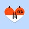 Calendar icon 14 February Valentine s Day isolated Love concept. Vector illustration.