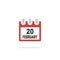 Calendar icon. 20 February Happy Presidents Day. Vector icon