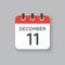 Calendar icon day 11 December, template icon day