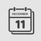 Calendar icon day 11 December, template icon day