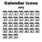 The calendar icon. July symbol. Flat