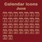The calendar icon. June symbol. Flat