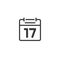 Calendar icon line vector isolated, outline black and white flat