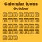 The calendar icon. October symbol. Flat