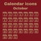 The calendar icon. October symbol. Flat